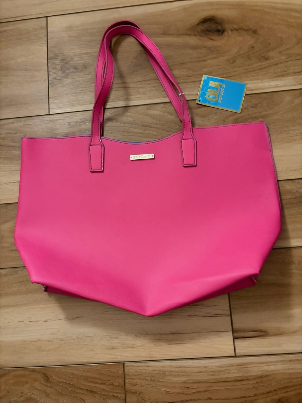 Juicy Couture Hot Pink Tote Bag with Gold Logo Plaque